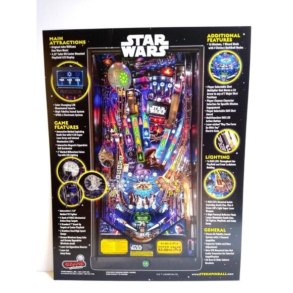 Star Wars Premium Edition Pinball FLYER Original Artwork Space Sci-Fi 8.5" x 11" - Picture 3 of 3